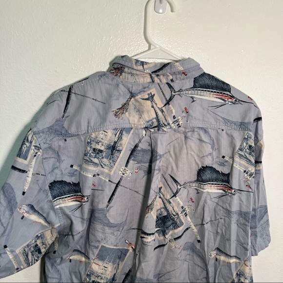 North River Short Sleeve Button Down Shirt Blue Fishing - Picture 10 of 11